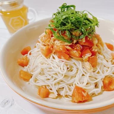 トマトとツナのハニーそうめん|ズッキーニのハチミツ味噌和え