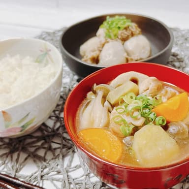 里芋と牛肉のハチミツ甘辛煮|ハチミツ入り秋の具だくさん味噌汁