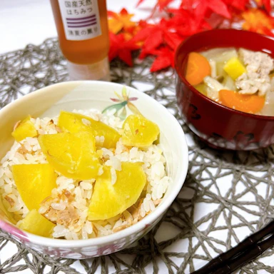 【レシピ】さつまいもとツナのハニー炊き込みご飯