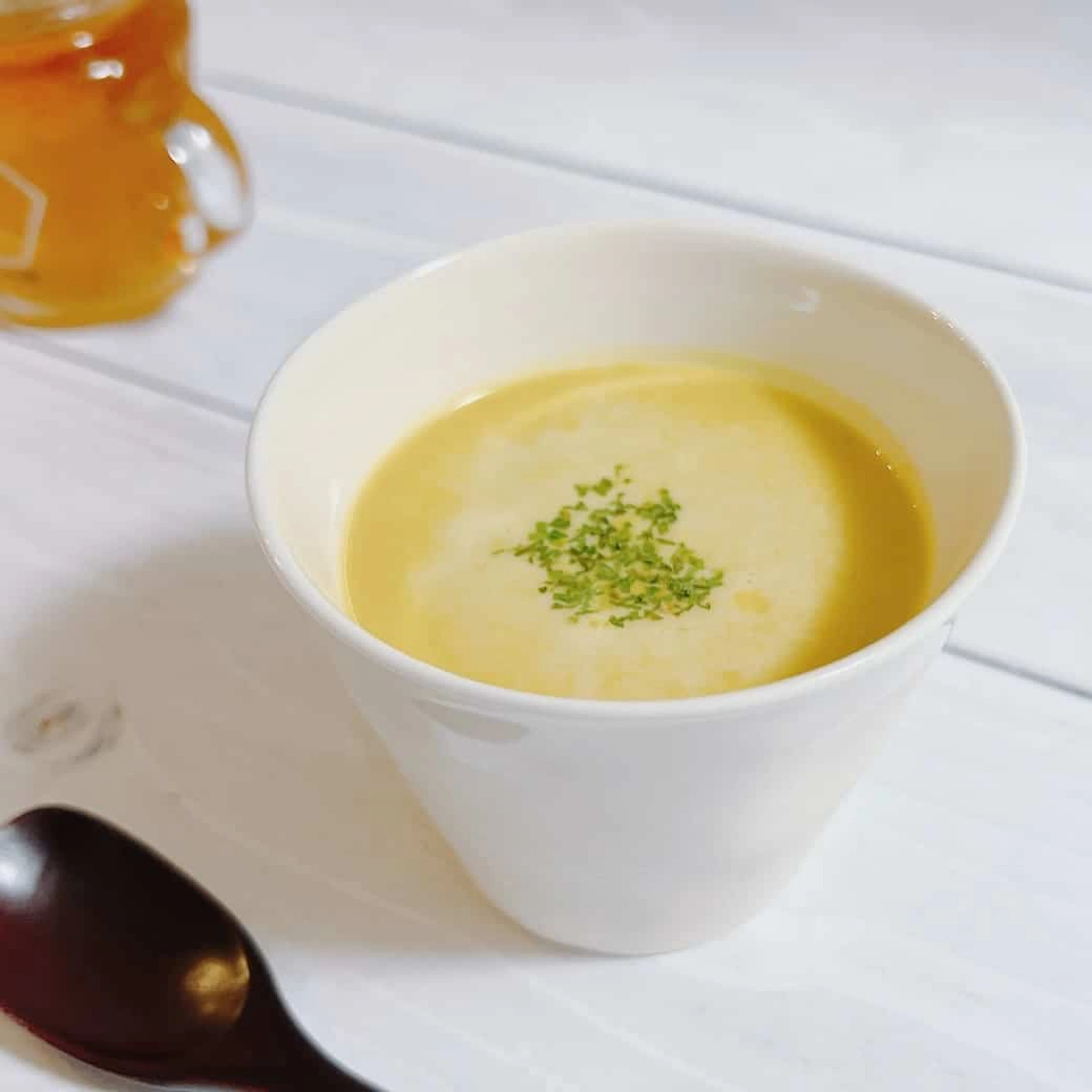かぼちゃと豆乳のハチミツ冷製ポタージュ|ハチミツ豆乳プリン