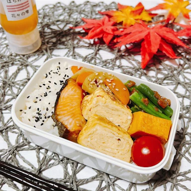 【レシピ】お弁当レシピ|秋鮭+ハチミツ|卵焼き+ハチミツ|蓮根きんぴら+ハチミツ