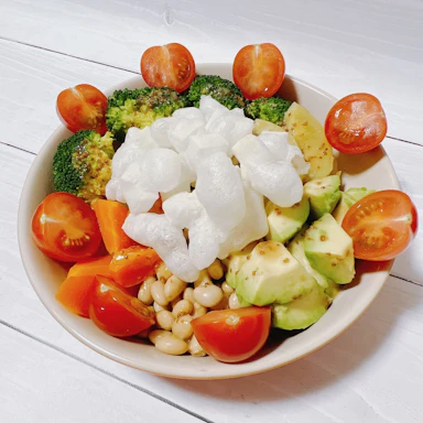 こんがりお餅のハチミツ入りたっぷり野菜あんかけ｜餅クルトンの温野菜サラダ　ハニーマスタードドレッシング